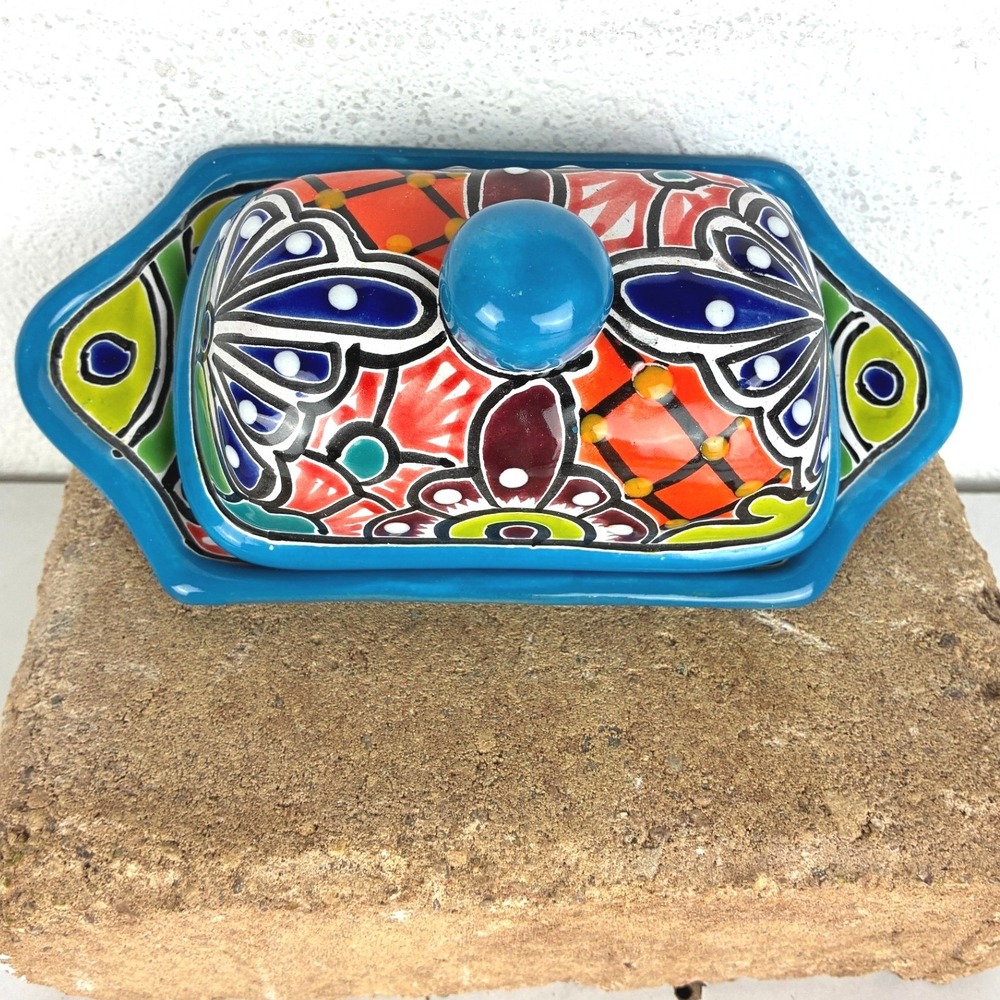 Unbranded Multicolor Talavera Butter Dish - OS - Hand Painted Lead Free Boho Art